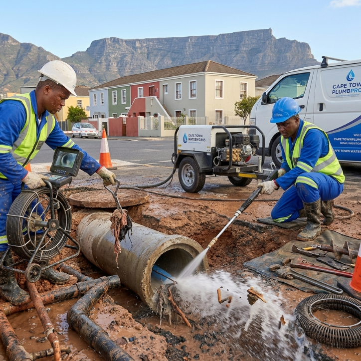 Blocked drain cleaning services in Cape Town by Romelectrical, clearing clogged sinks, toilets, showers, and sewer drains for homes and businesses.